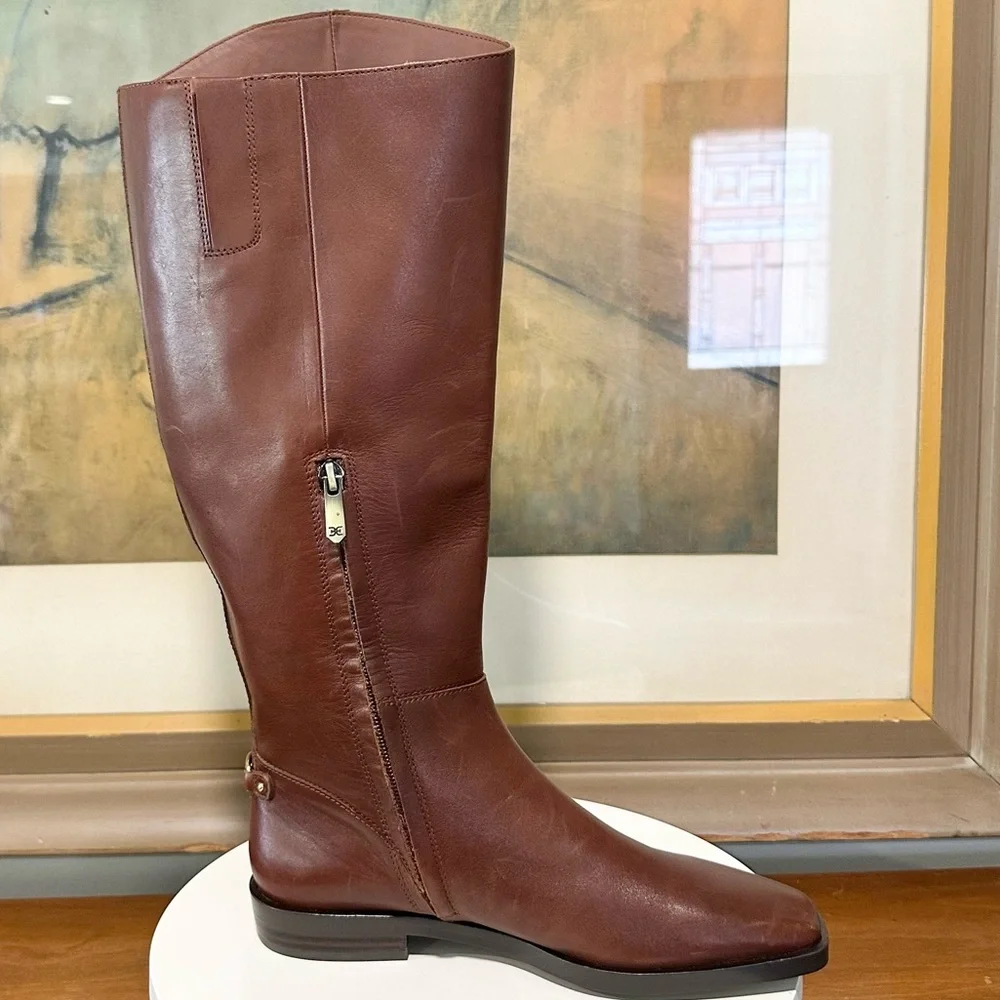🌸SAM EDELMAN🌸 Cesar Riding Boot Burnt Brandy Leather Size: 6M